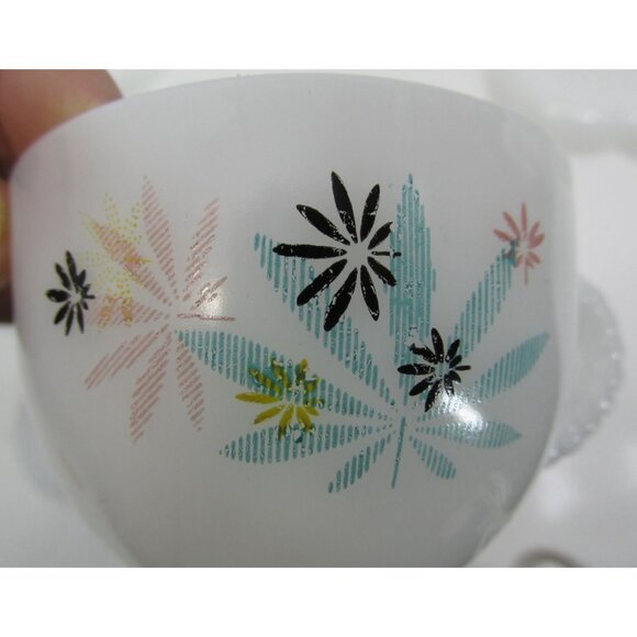 Vintage Anchor Hocking Fire-King Milk Glass Snack 3 Sets 4 Cups & Plates Atomic - Picture 2 of 9